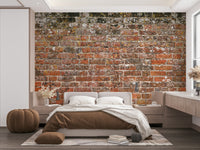 A calming red brick design wallpaper mural that defines a space.

