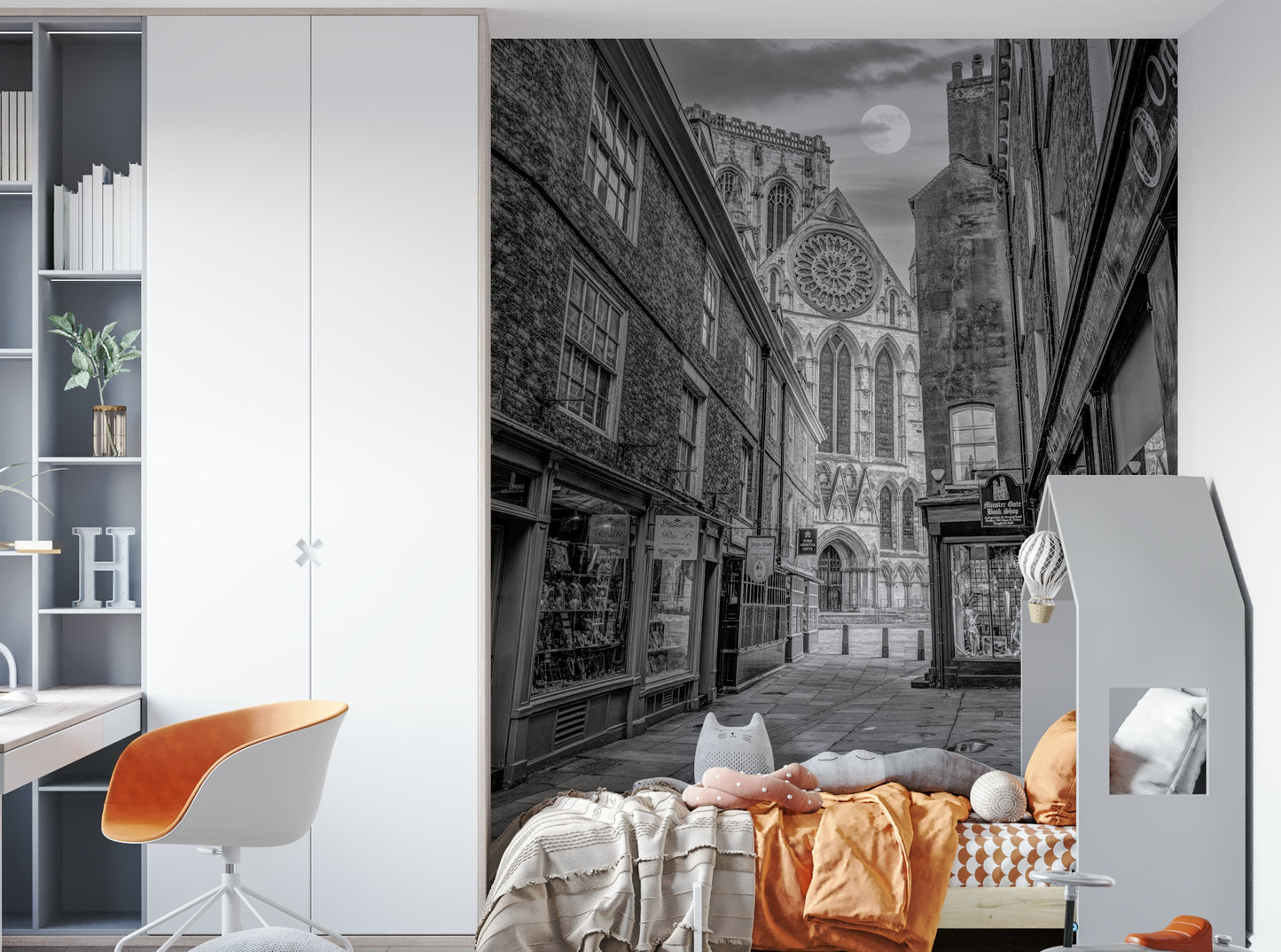 An artistic architecture mural for home decor.

