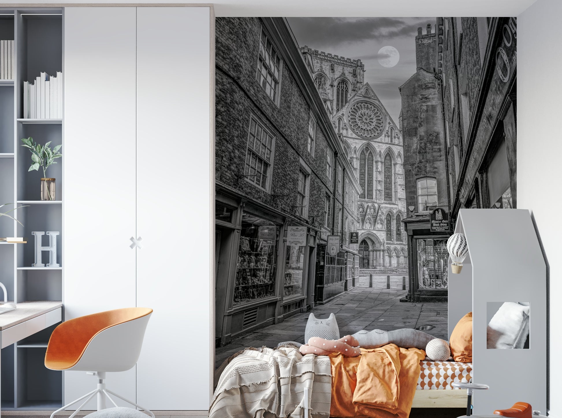 An artistic architecture mural for home decor.

