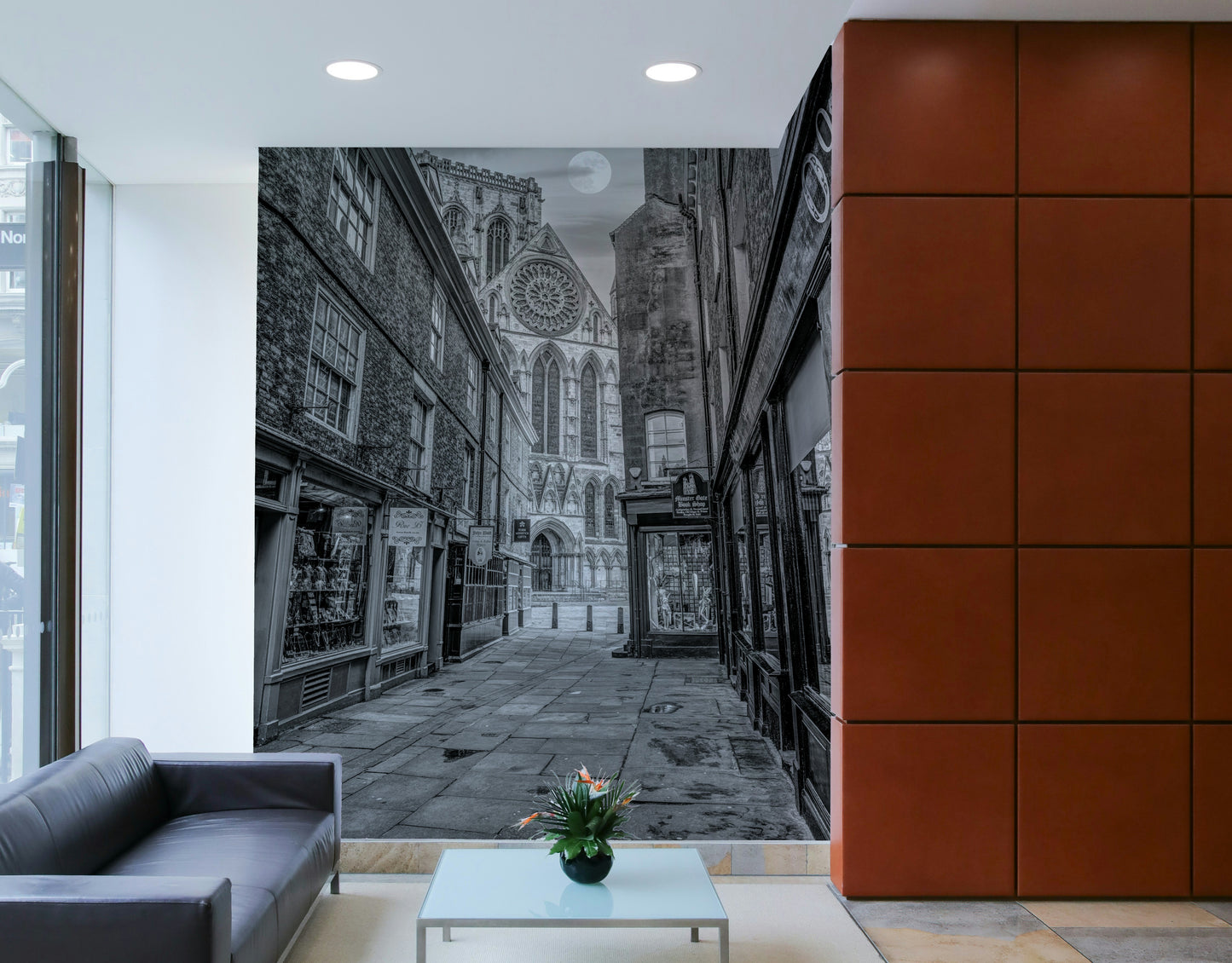 A beautiful historic city wall mural for a living room.

