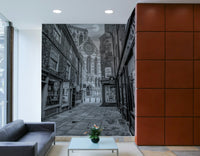 A beautiful historic city wall mural for a living room.

