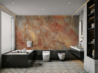A peaceful natural quartz mural on decorative wallpaper.

