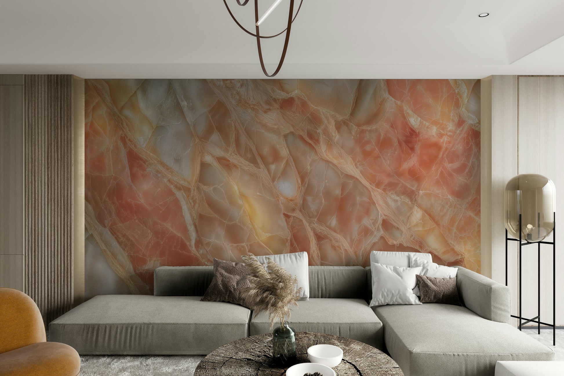 An artistic abstract pattern mural for home decor.

