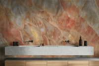 An artistic stone texture mural on luxury wallpaper.

