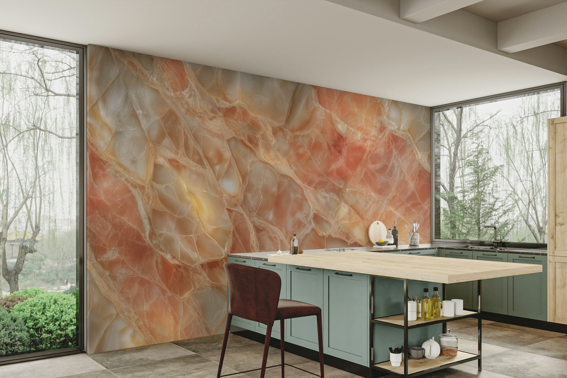 A classic stone effect wallpaper for walls.


