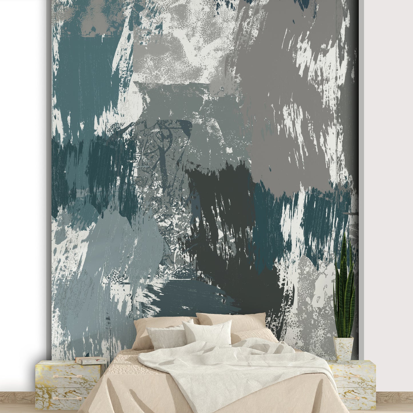 A contemplative misty mountain wallpaper mural for a feature wall.

