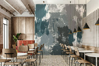 A peaceful winter vista mural on decorative wallpaper.

