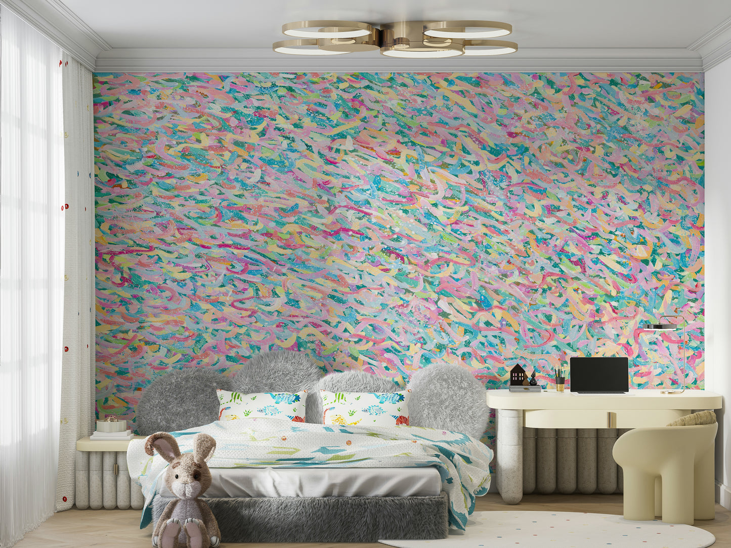 An artistic abstract treat mural for home decor.

