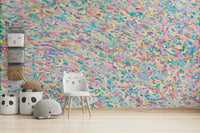 A graceful subtle pattern wall mural in bright, fun tones.

