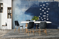 A beautiful blue canvas wallpaper mural with geometric shapes.

