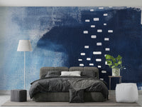A calming modern design wallpaper mural that defines a space.

