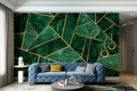 A calming serene geometric wallpaper mural that defines a space.

