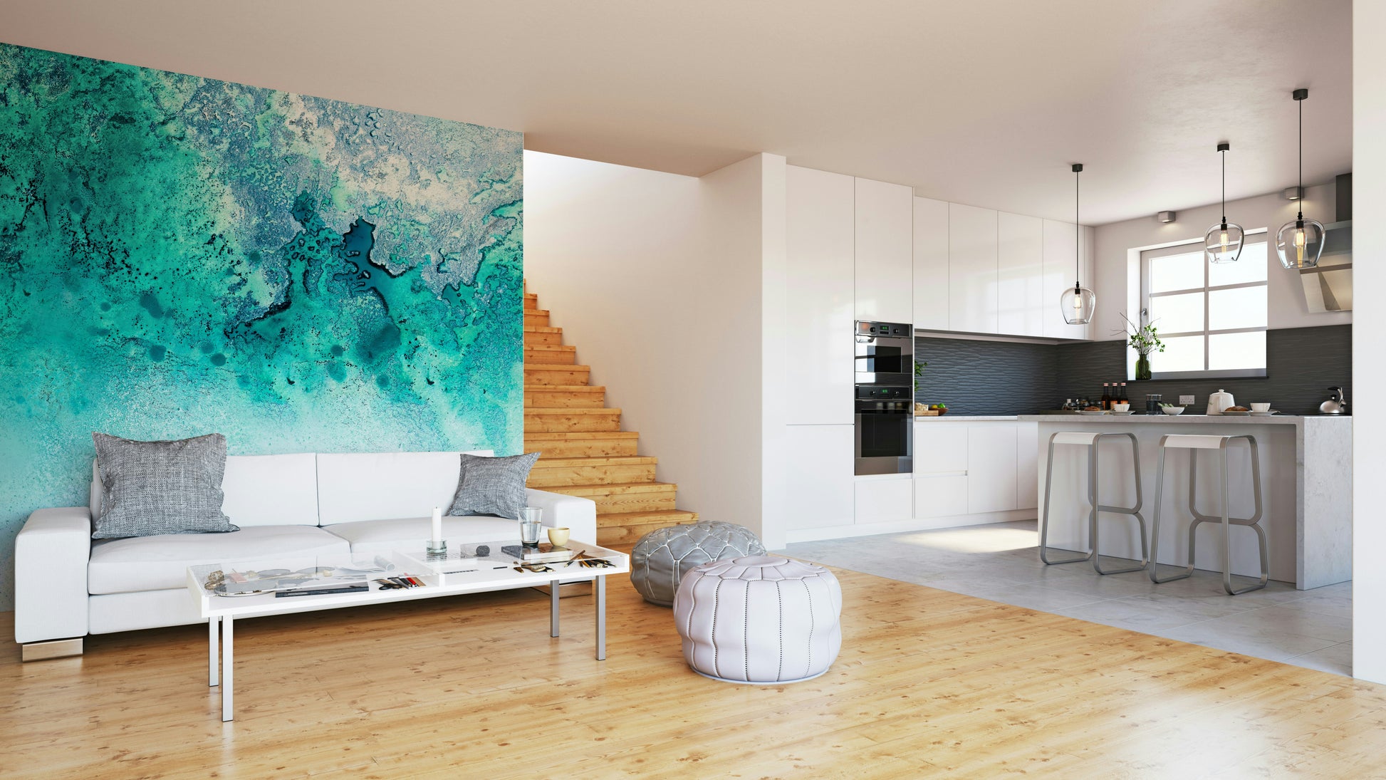 A tranquil subtle water wall mural for your decor.

