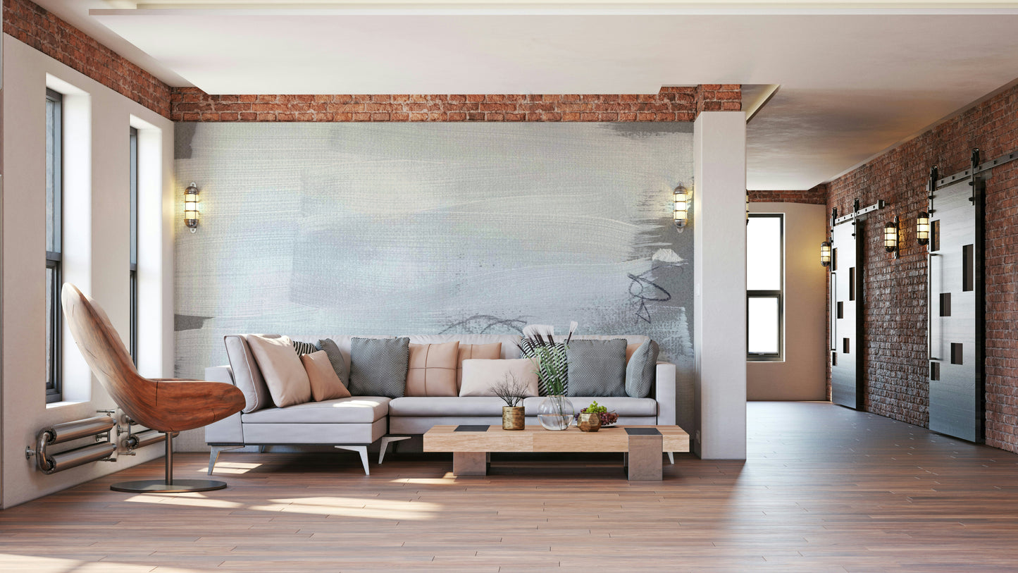 A calming modern design wallpaper mural that defines a space.

