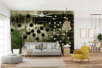 A beautiful monochrome wallpaper mural with abstract rhythms.

