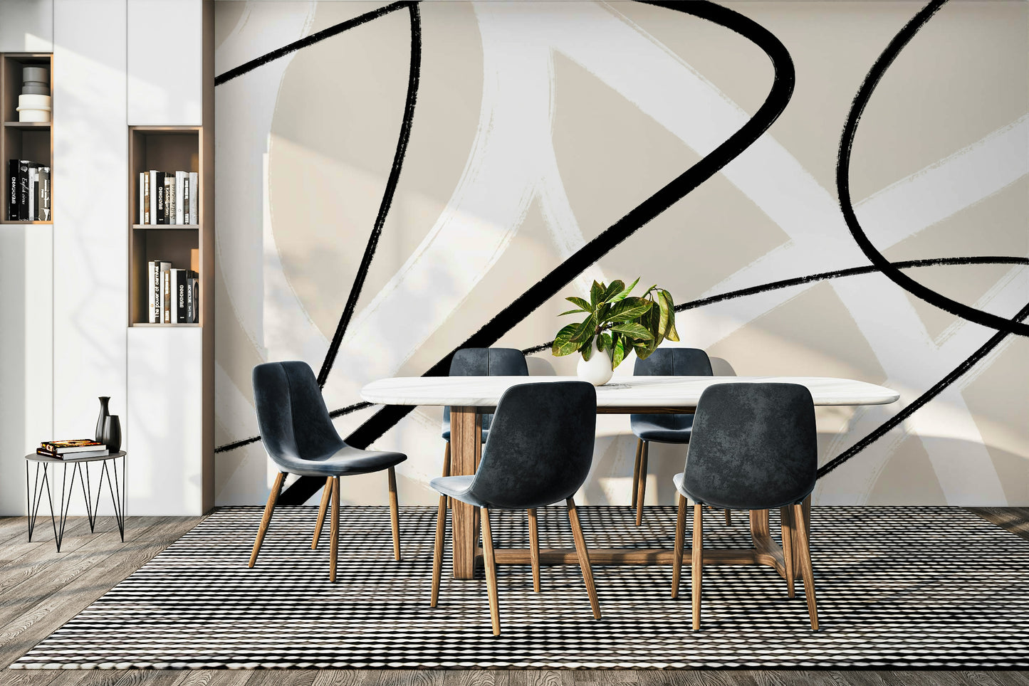 A graceful subtle pattern wall mural in cool, natural tones.

