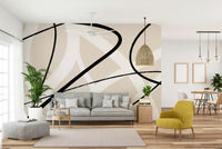 An artistic minimalist stroke mural for home decor.

