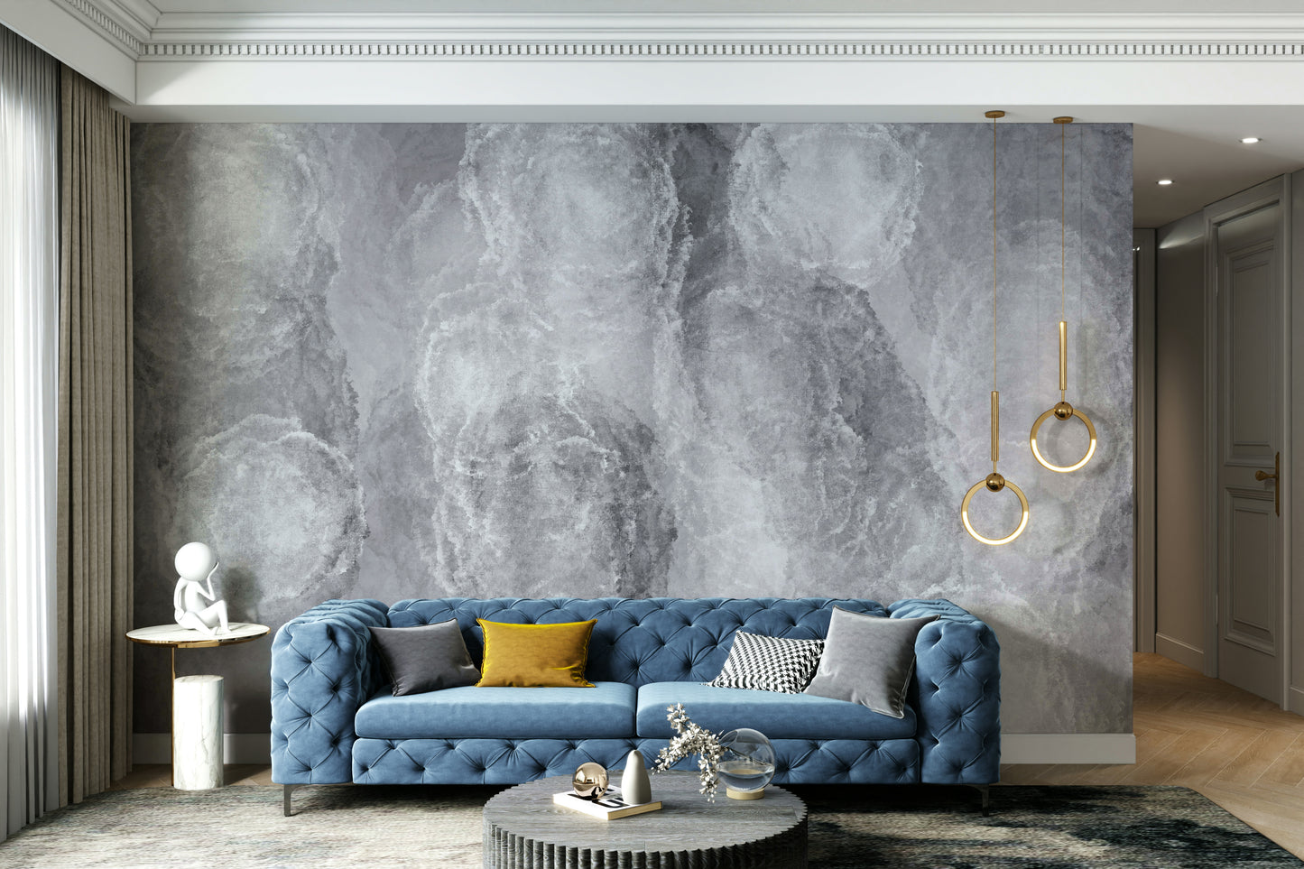 A beautiful modern sky wall mural for a living room.

