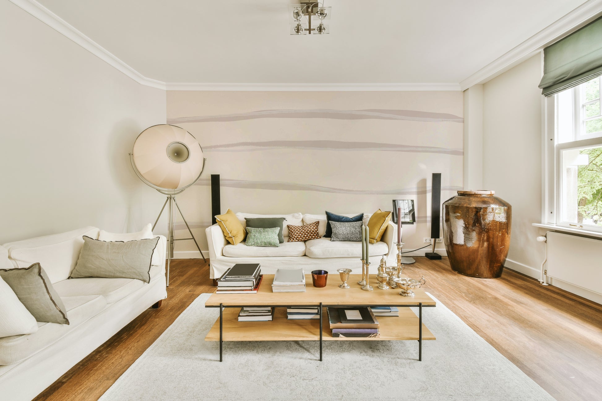 A beautiful modern art wall mural of abstract lines.

