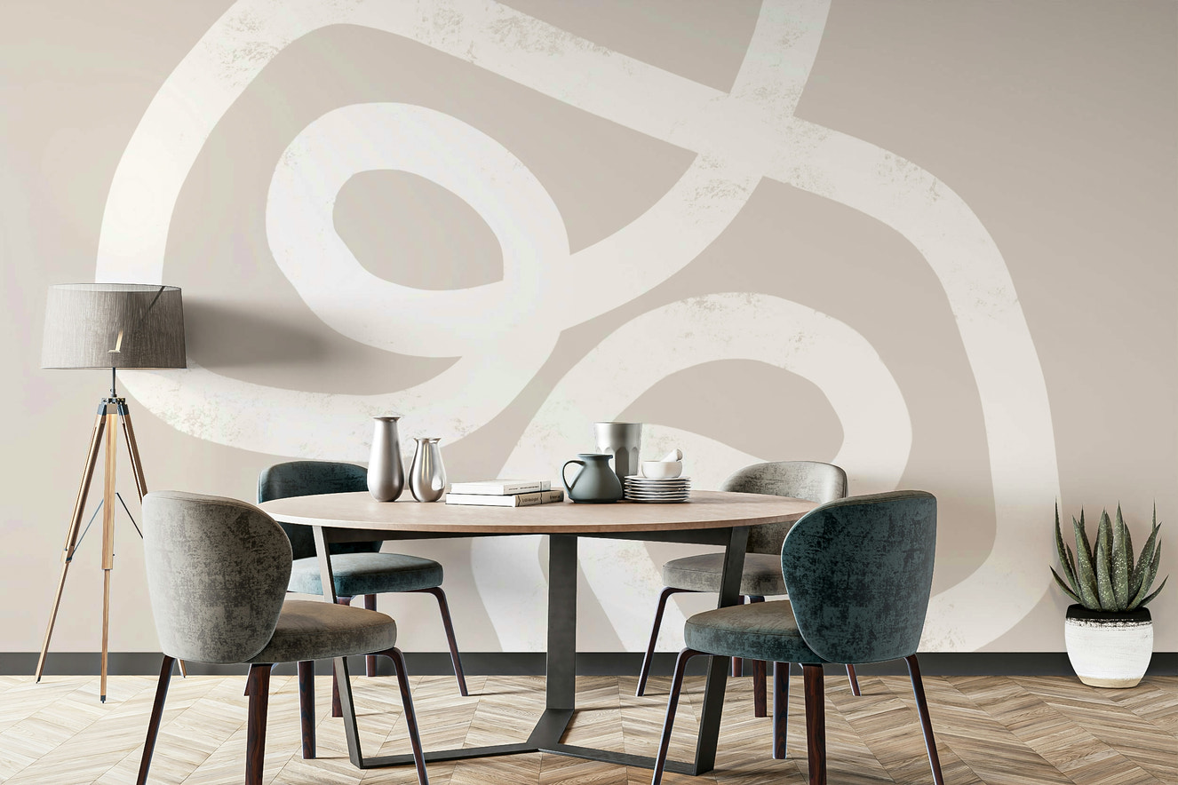 A beautiful minimalist loop wallpaper mural for a modern home.


