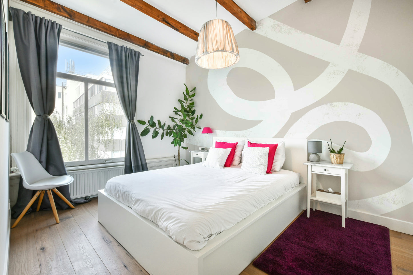 An artistic minimalist shape mural for home decor.

