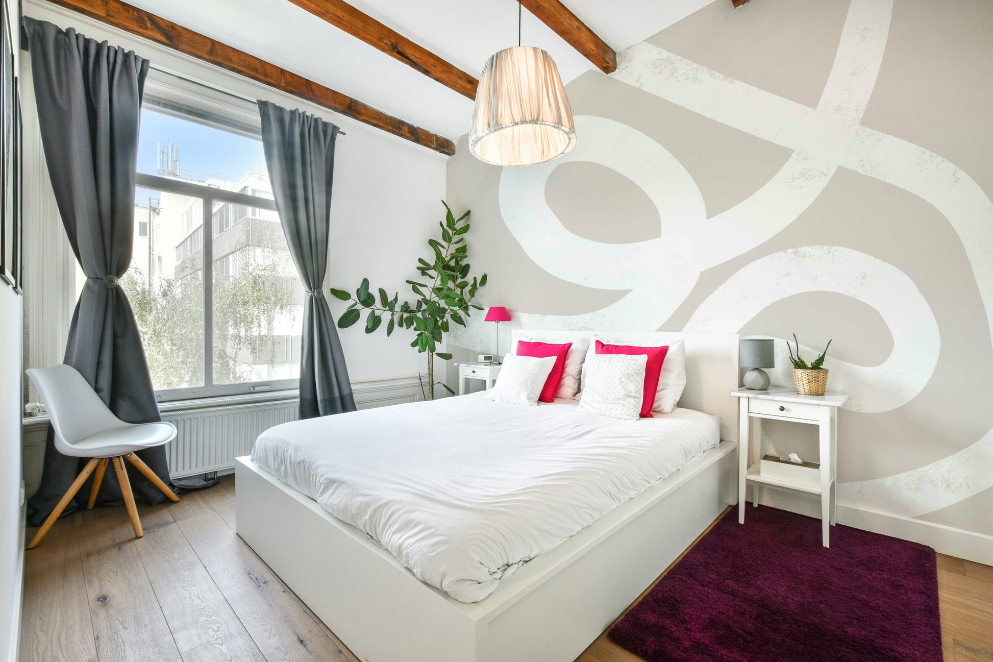 An artistic minimalist shape mural for home decor.

