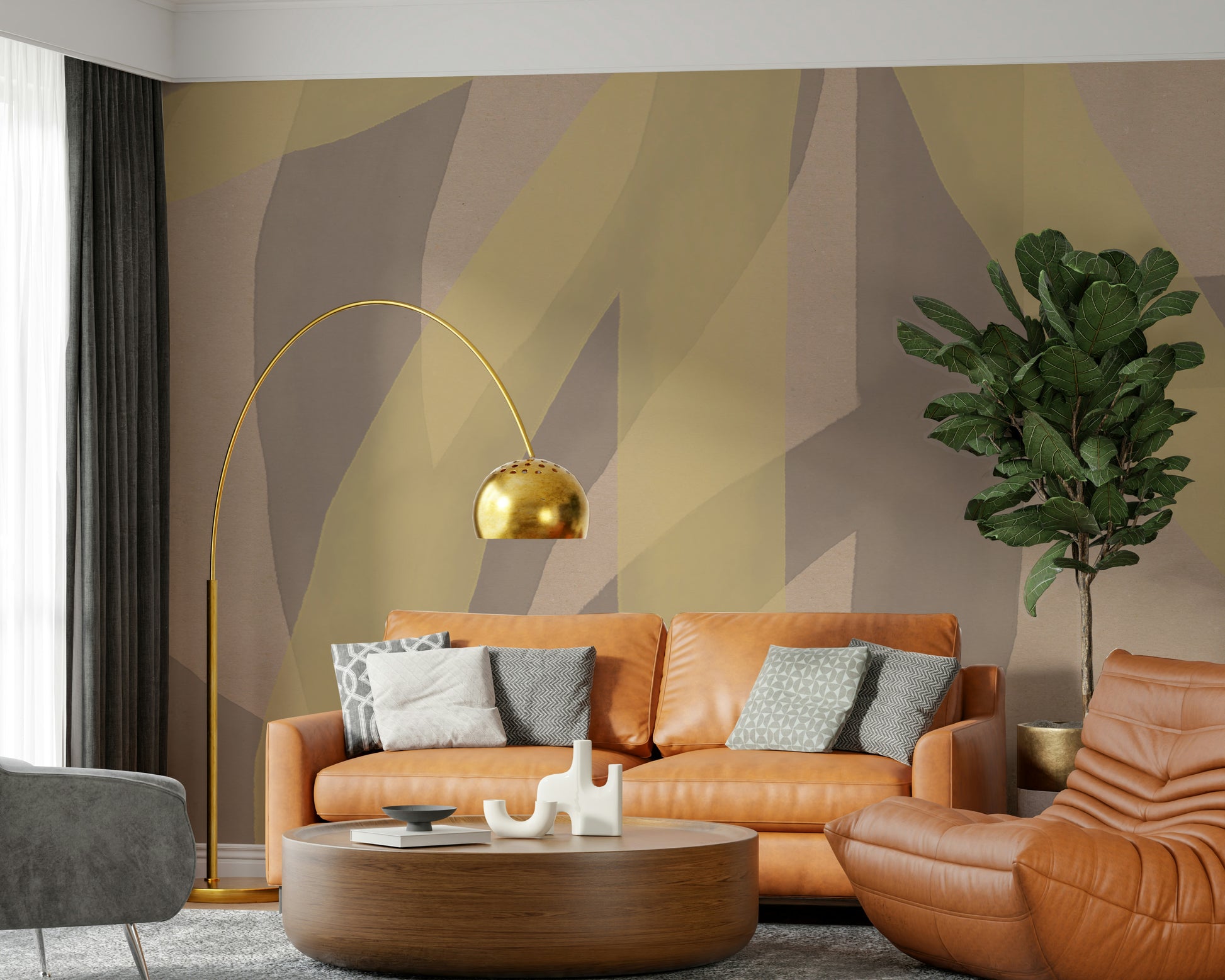 A contemplative gentle pattern wallpaper mural for a feature wall.

