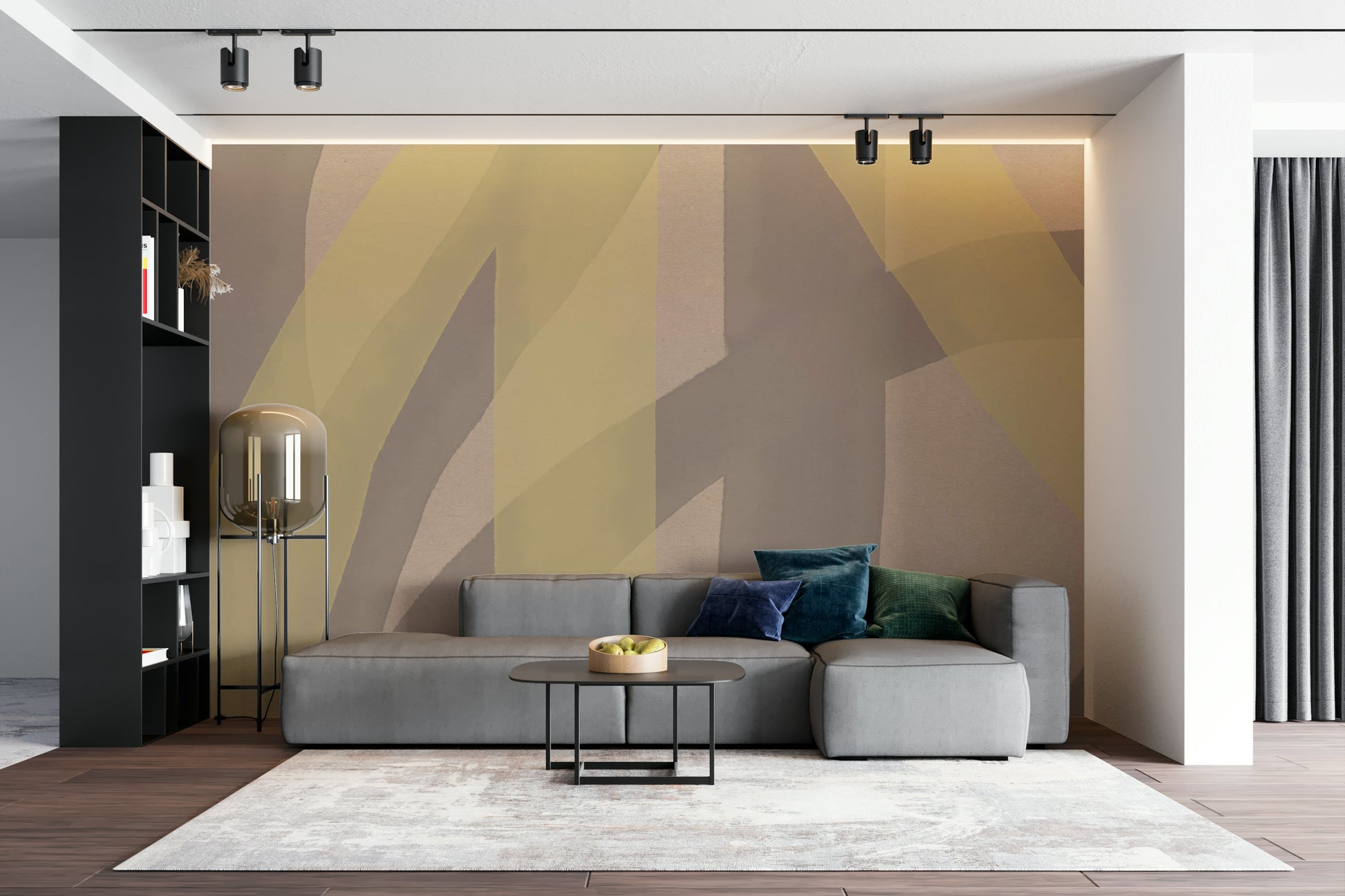 A beautiful modern art wall mural of organic shapes.

