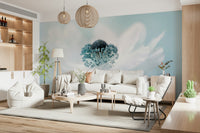 A beautiful soft focus floral wallpaper mural with anemones.

