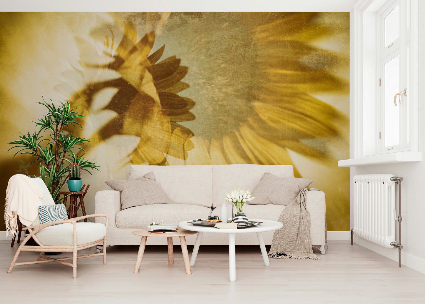 A serene flower field wall mural for your decor.

