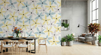 A beautiful modern art wall mural of delicate flowers.

