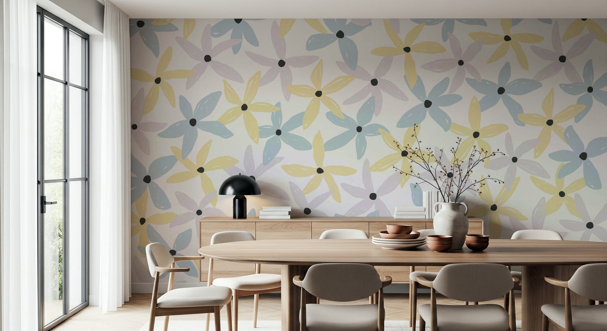 A serene subtle flower wall mural for your decor.

