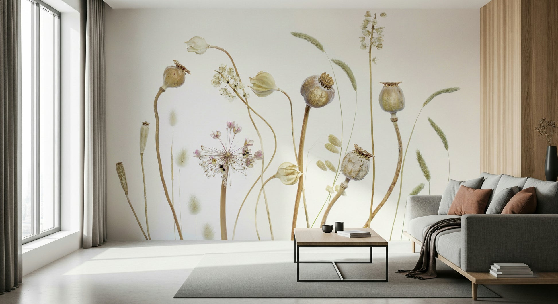 A contemplative golden field wallpaper mural for a feature wall.

