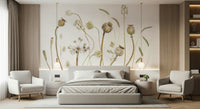 A peaceful rustic pattern mural on decorative wallpaper.

