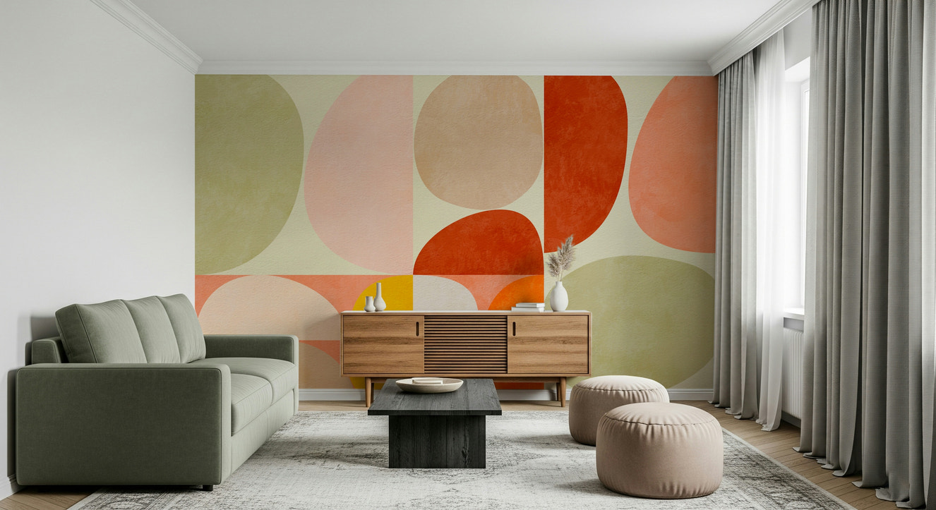 A beautiful geometric harmony wallpaper mural for a modern home.

