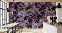 A classic floral wallpaper for walls with a moody theme.

