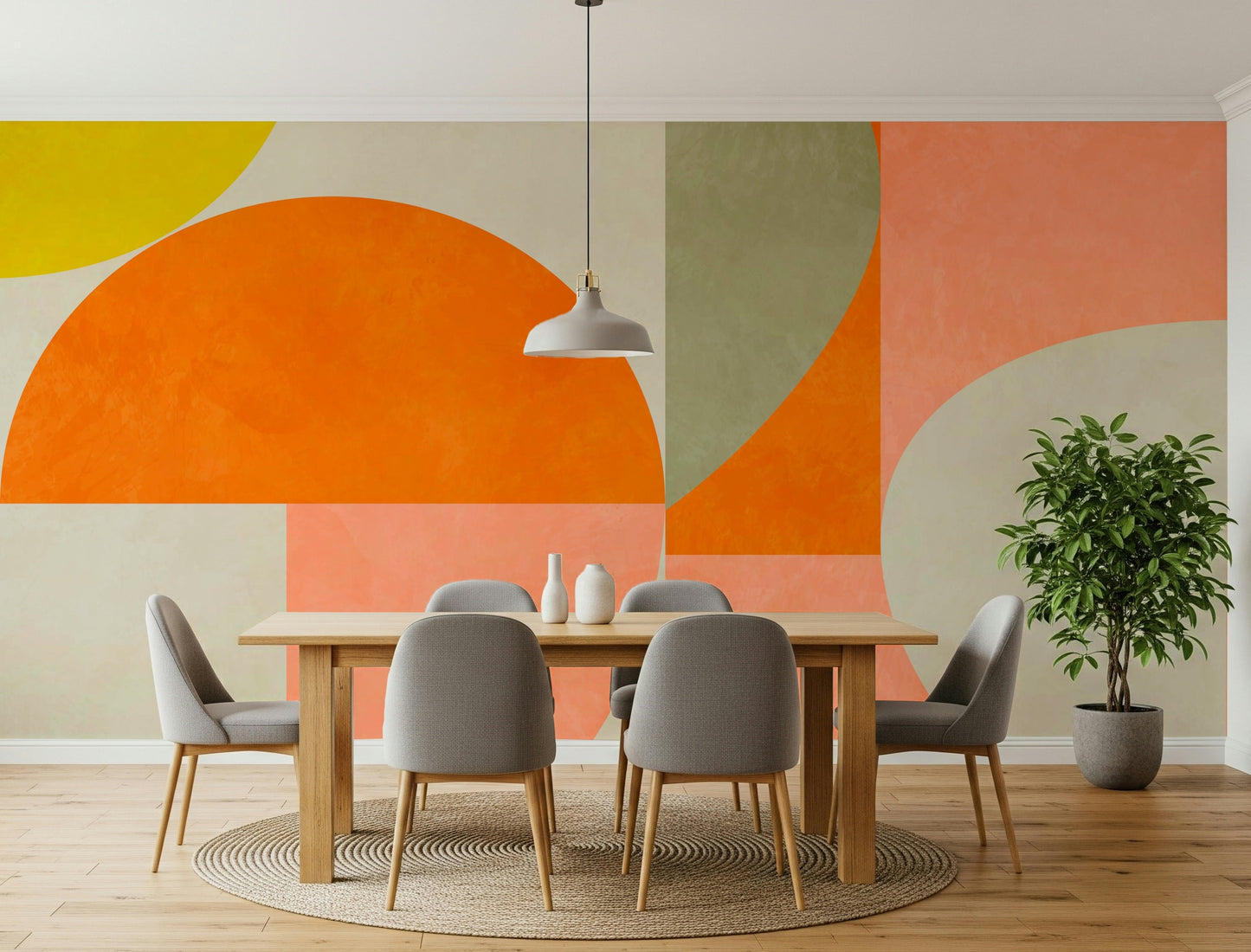 A beautiful modern art wall mural for a living room.

