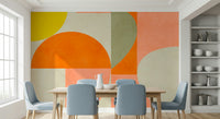 A calming retro pattern wallpaper mural that defines a space.

