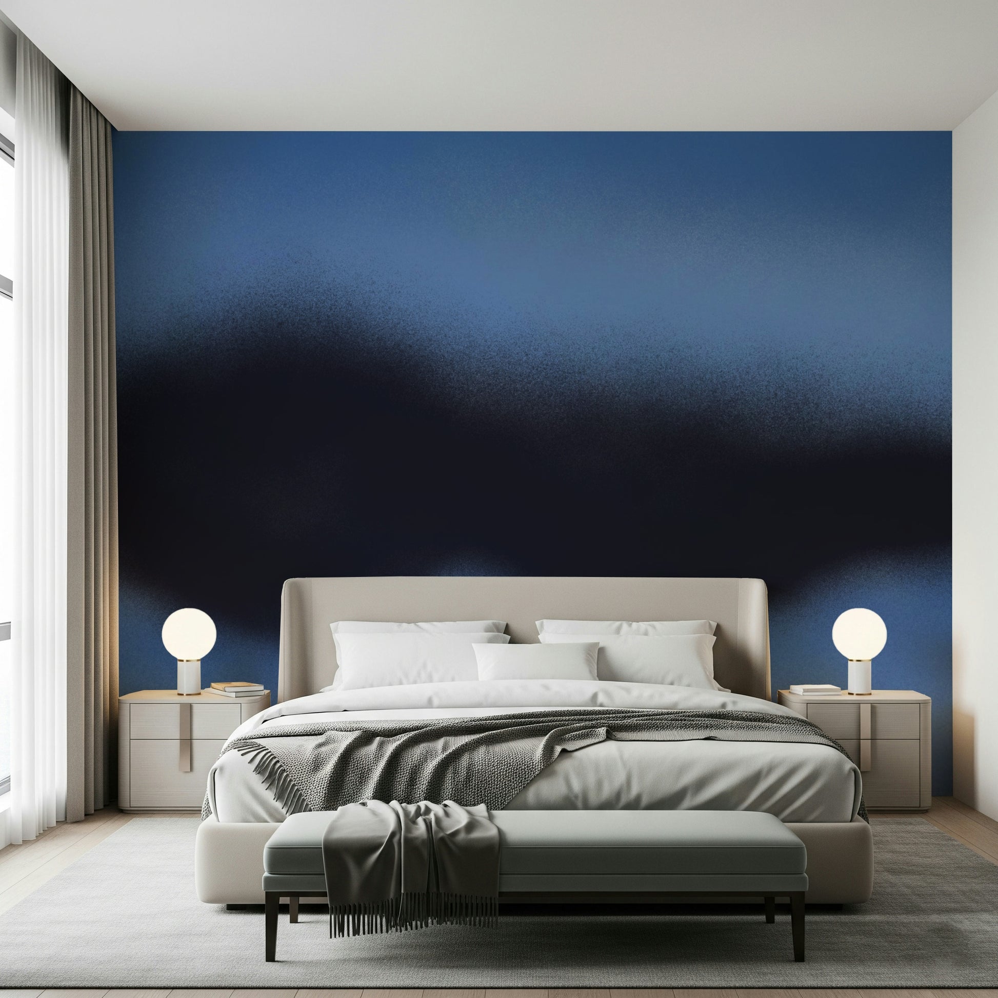 A calming serene sky wallpaper mural that defines a space.

