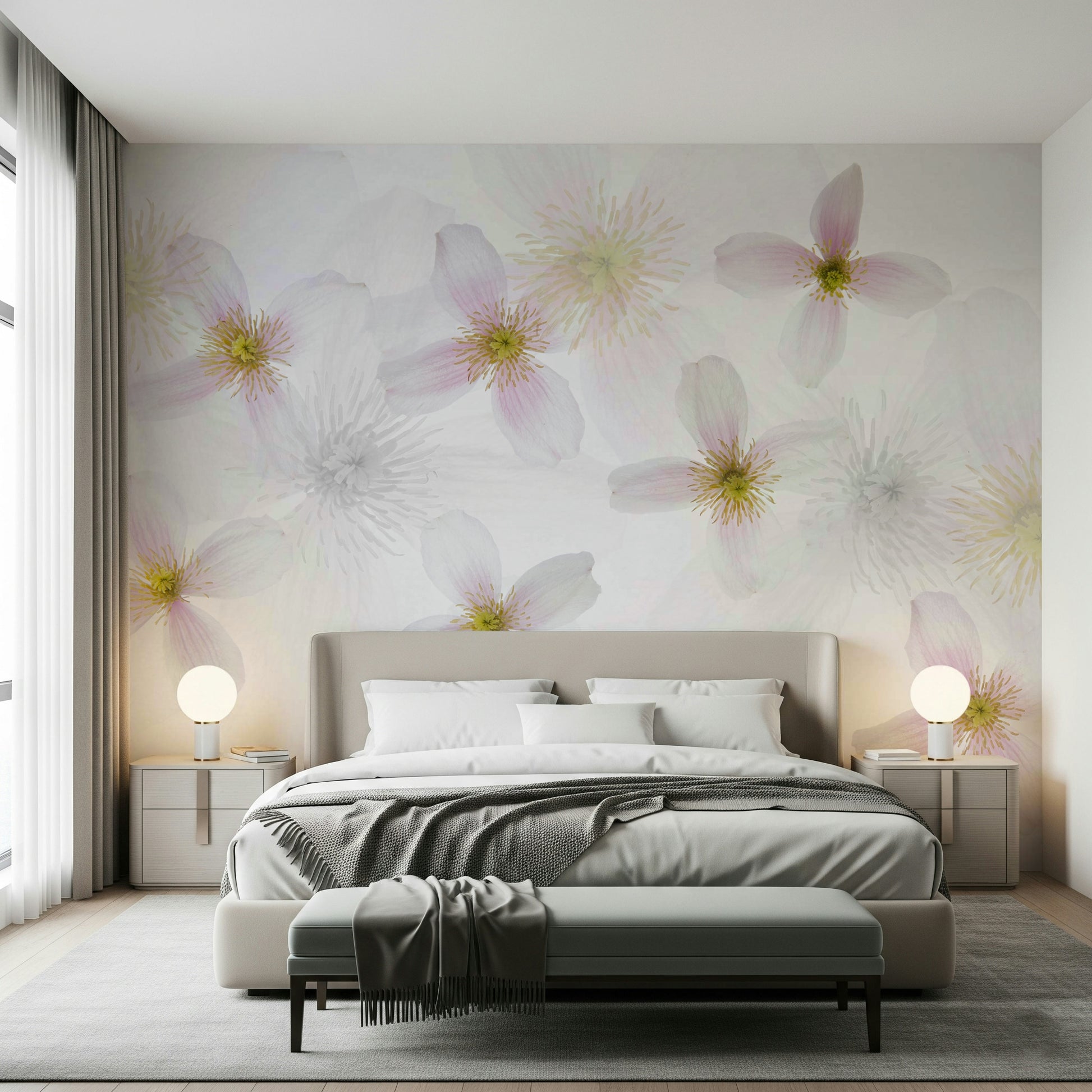 A beautiful soft petals wallpaper mural for a modern home.

