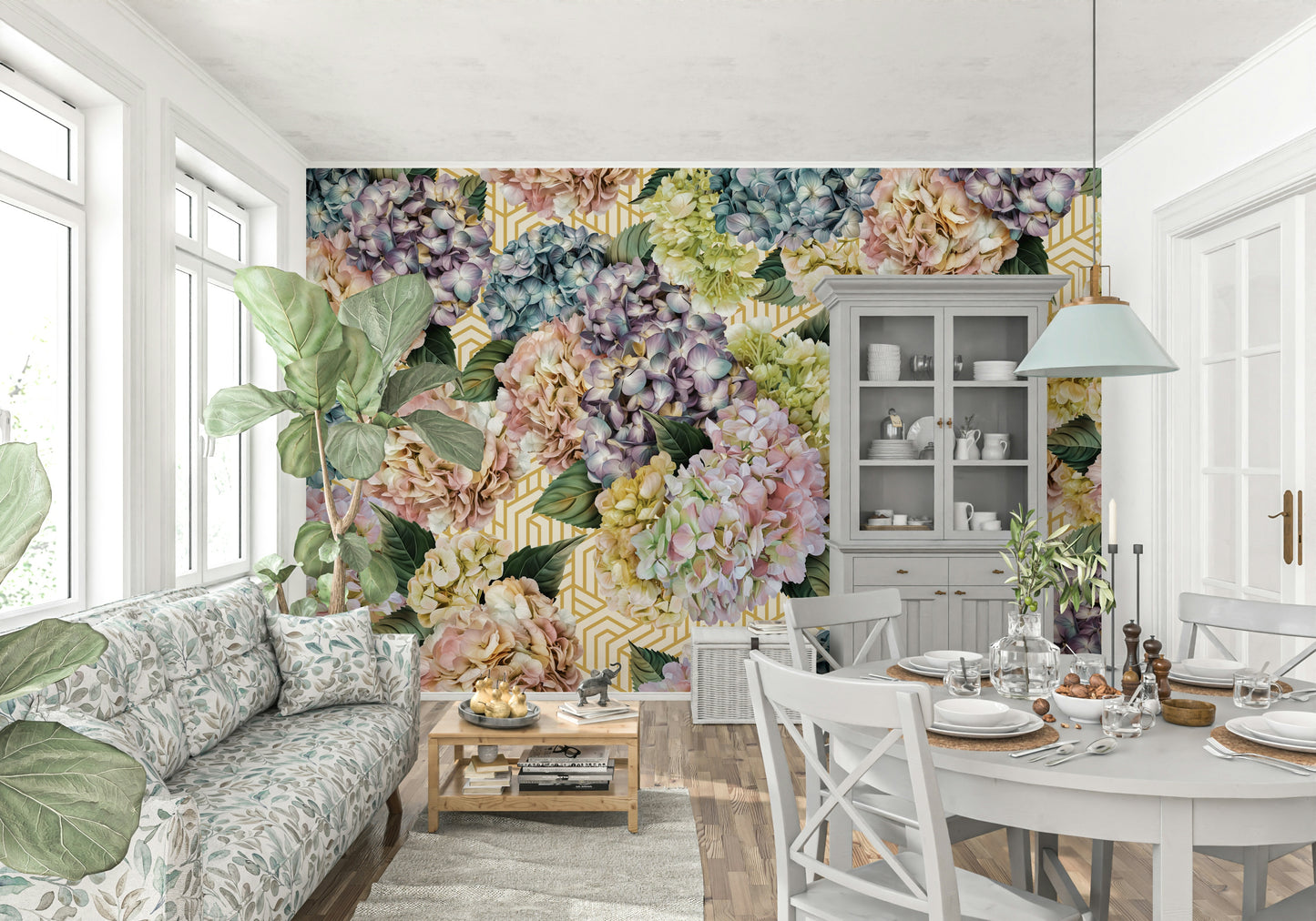 An artistic nature inspired mural for home decor.


