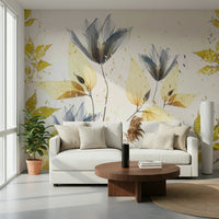 A contemplative flower pattern wallpaper mural for a feature wall.

