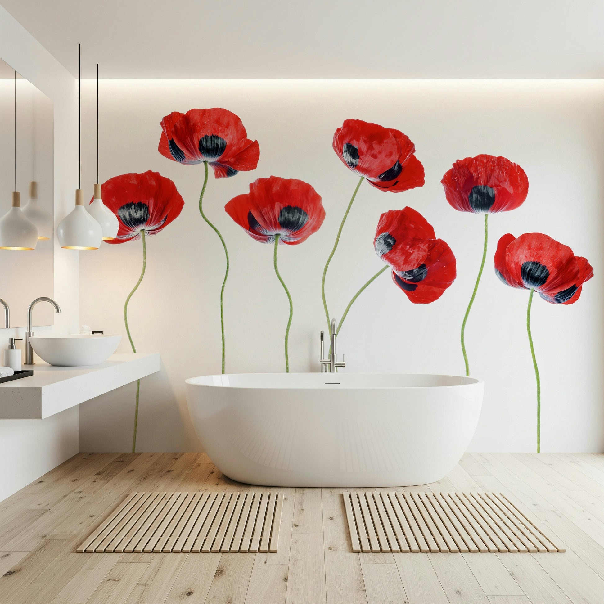 An artistic nature escape mural for home decor.

