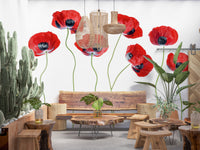 A serene poppy field wall mural for your decor.

