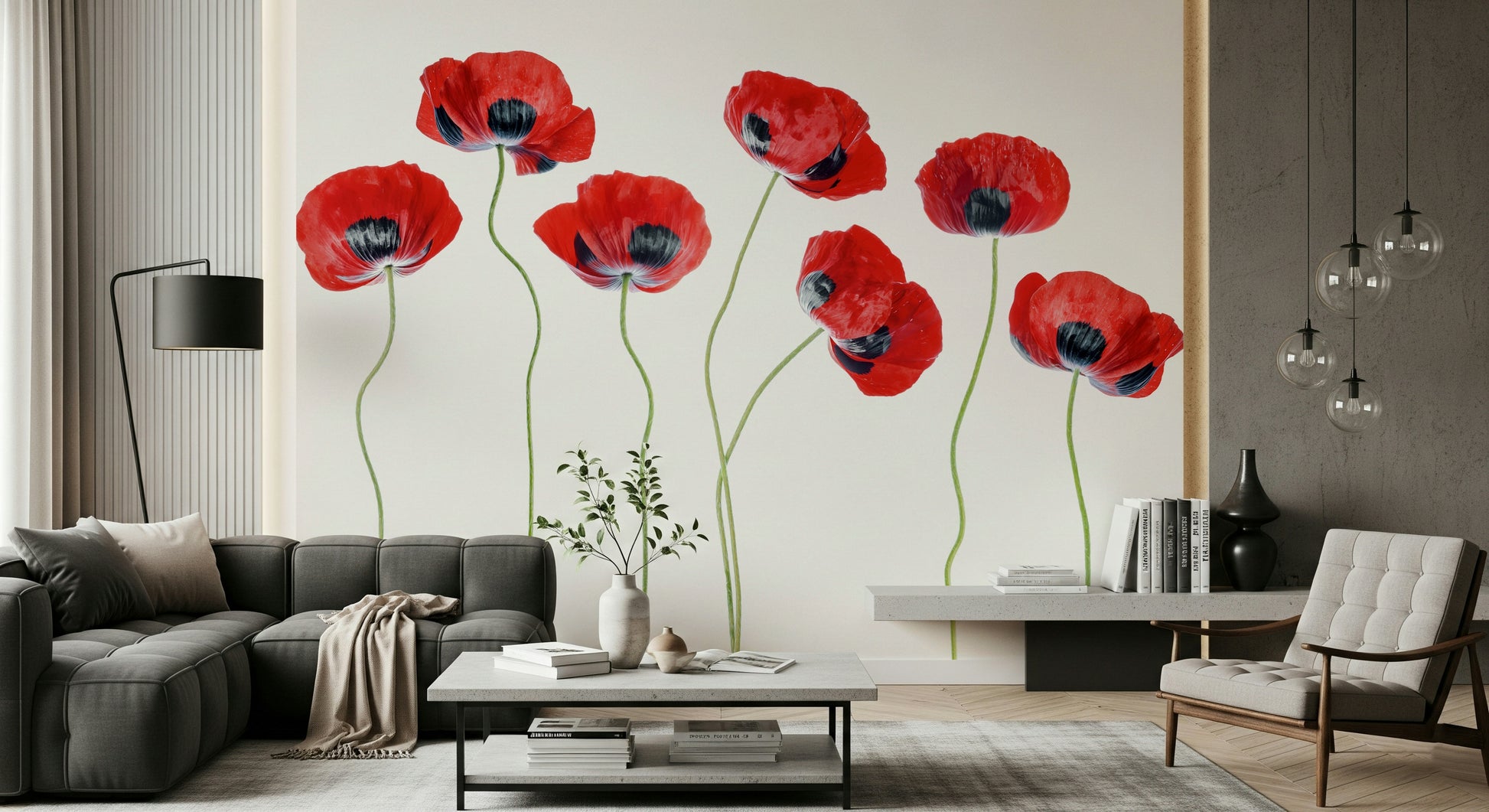 An artistic vibrant landscape mural on scenic wallpaper.

