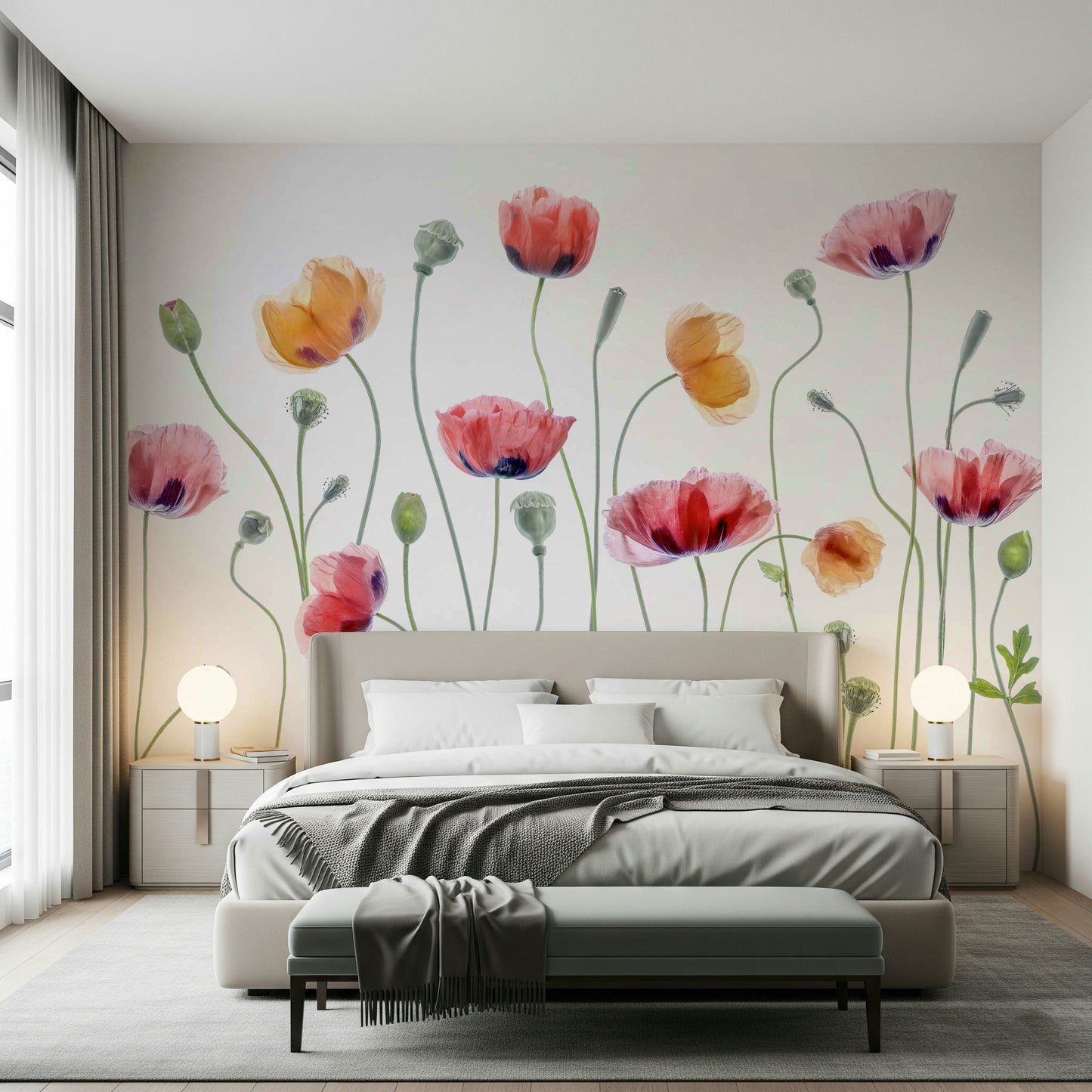 A serene subtle flower wall mural for your decor.

