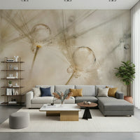 A graceful subtle pattern wall mural in cool, natural tones.

