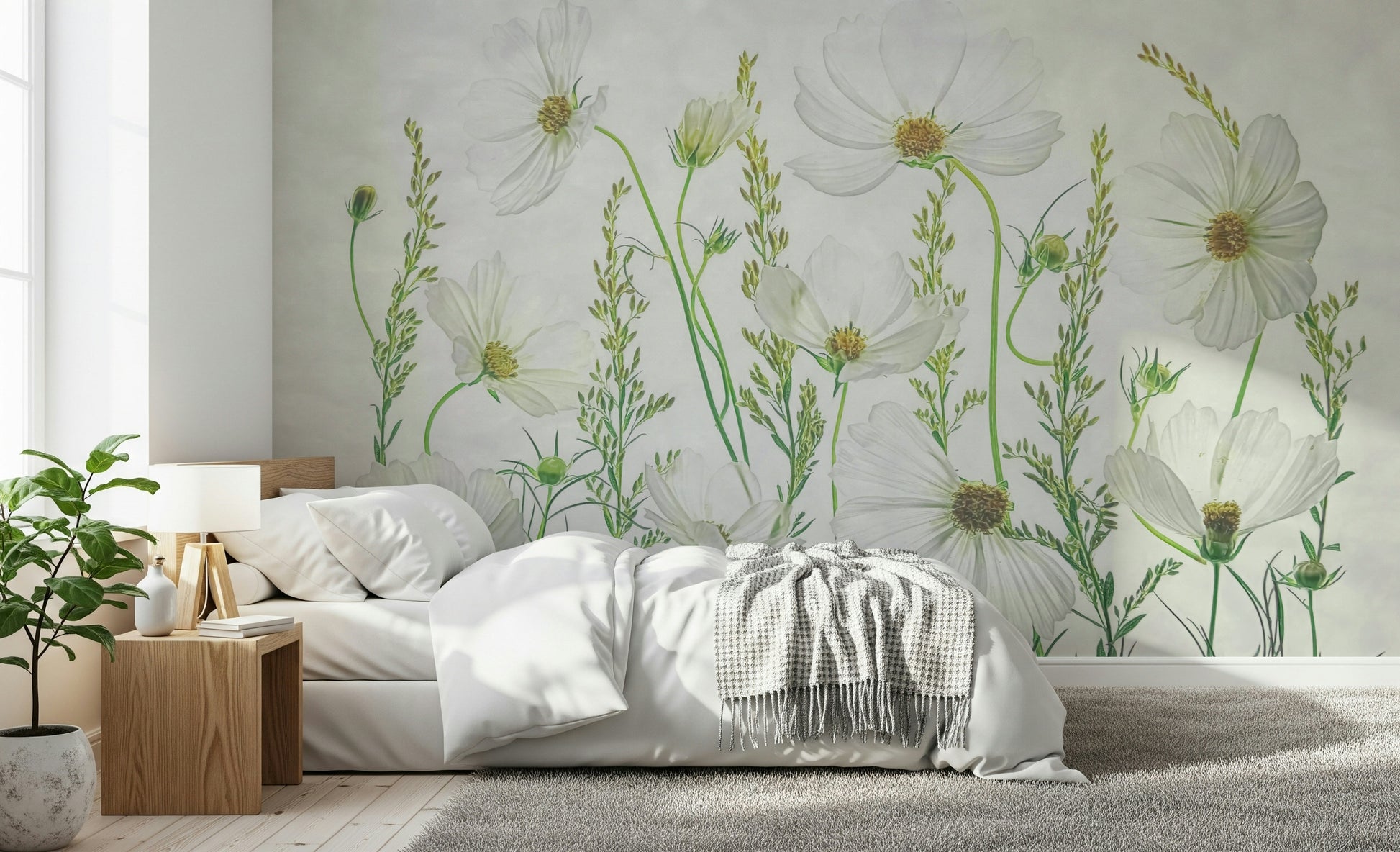 A serene subtle floral wall mural for your decor.

