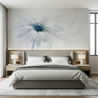 A peaceful flower design mural on decorative wallpaper.

