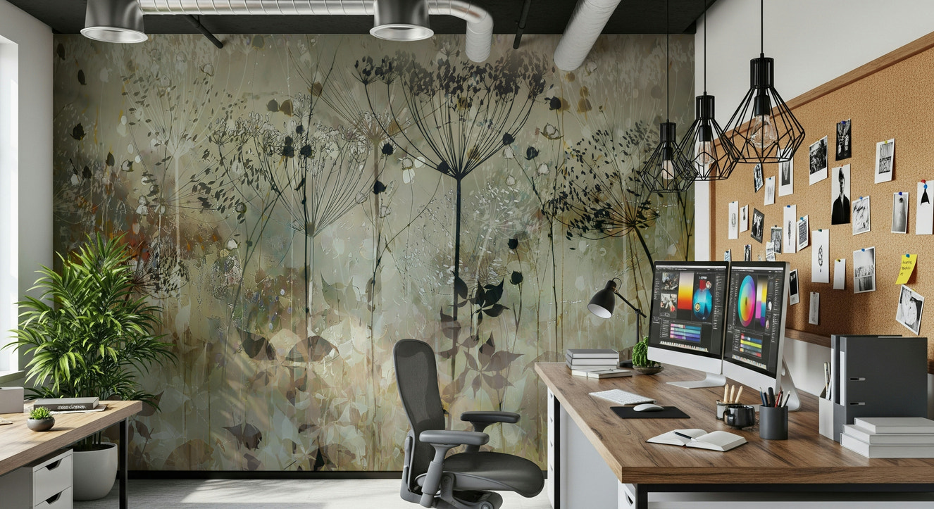 A beautiful subtle floral wallpaper mural for a modern home.

